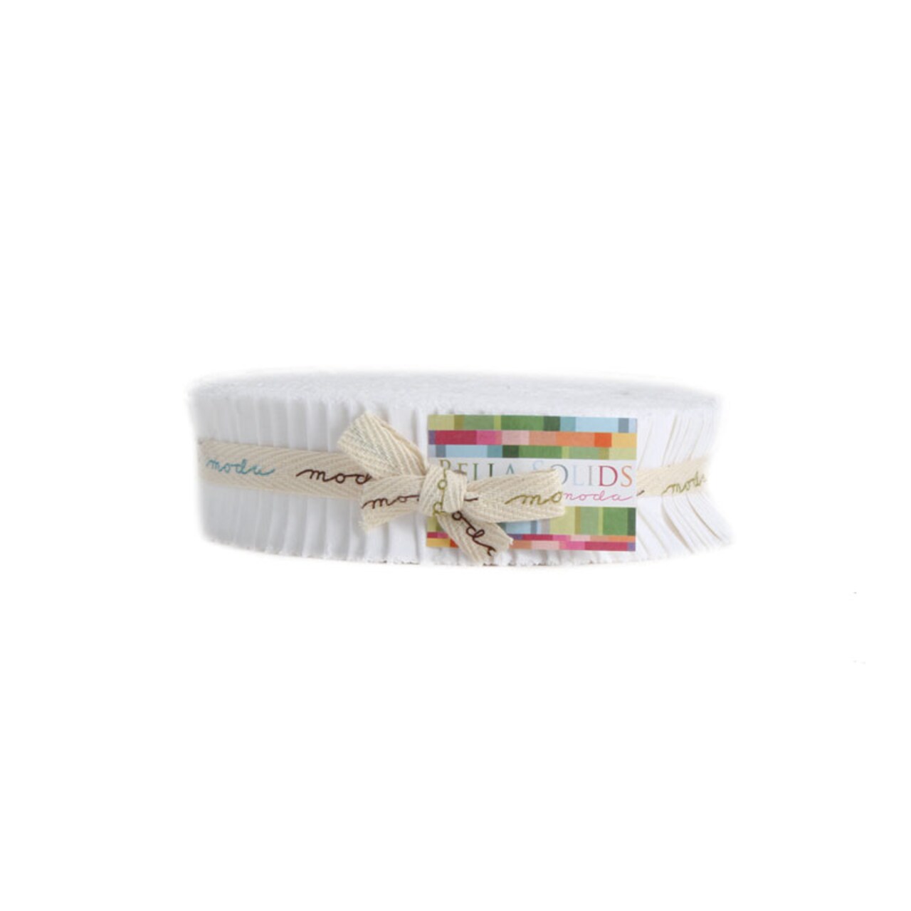 Bella Solids 1.5" Strip Roll (Honey Bun) in White by Moda for Moda (9900HB 98)
